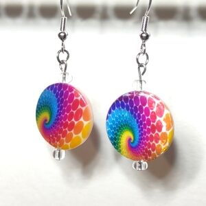 Color Swirl Handmade Glass Bead Earrings
